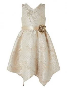Image of Monsoon Girls Honey Gold Jacquard Wrap Dress - Gold