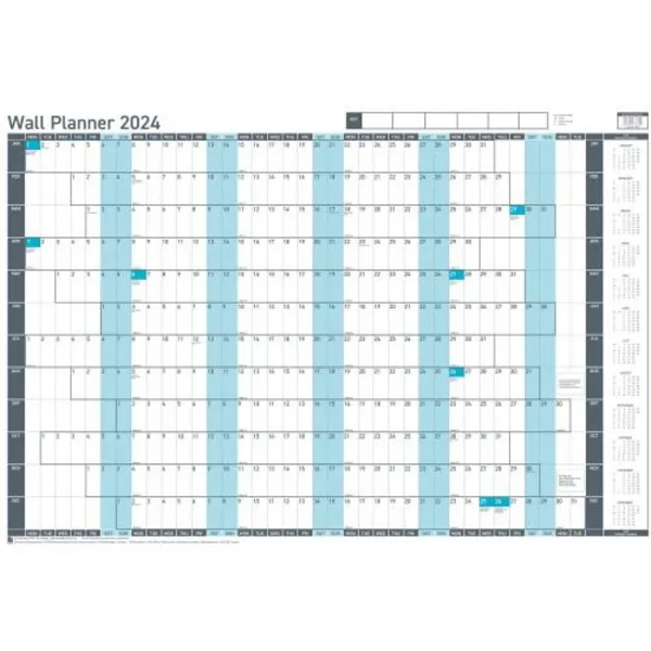 image of Sasco 2024 Value Year Wall Planner with wet wipe pen & sticker 165985