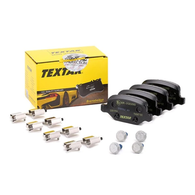 Image of TEXTAR 2351703 Brake pad set not prepared for wear warning indicator, with accessories, with brake caliper screws Brake Pad Set,disc brake (402)