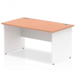 image of Trexus Desk Rectangle Panel End 1400x800mm Beech Top White Panels Ref