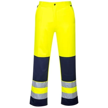 image of TX71YNRL - sz L Seville Hi-Vis Trousers - Yellow/Navy - Portwest