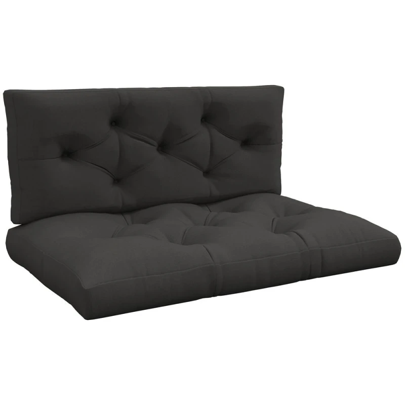 Image of Outsunny Outsunny - 2 Seater Outdoor Seat Cushions for Pallet Water Repellent Seat Pads with Back Cushion Charcoal Grey - Charcoal grey 5056725507671