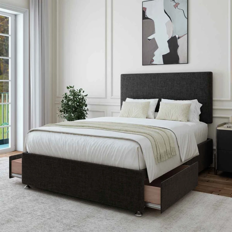 Image of Bedmaster Bedmaster Rhodes Velvet Ottoman Bed in Light Stone Size: Small Double Light Stone Small Double Unisex 9506995444276