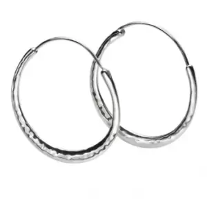 Image of Beginnings Sterling Silver Hammered Hoop Earrings E5770