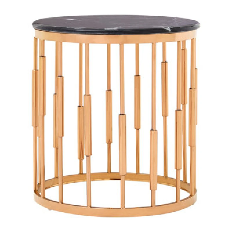Image of Orsina Functional Round Copper Finish Side Table, Luxury Modern Side Table For Livingroom, Sturdy Bedside Table