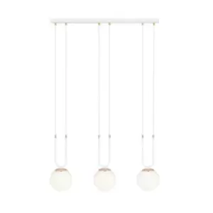 image of Glam White Globe Bar Pendant Ceiling Light with White Glass Shades, 3x E14