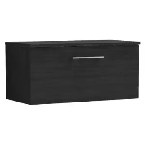 image of Arno Charcoal Black 800mm Wall Hung Single Drawer Vanity Unit with Worktop - ARN625W - Charcoal Black - Nuie