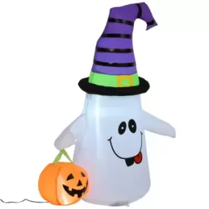 image of All Hallows 1.2m Witch Ghost Halloween Inflatable Decoration with LED Lights - Outdoor