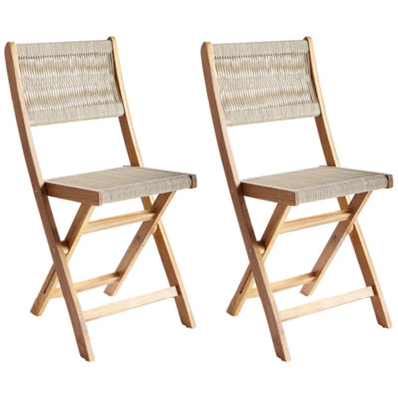 Image of Beliani Set Of 2 Garden Chairs Prossedi Folding Acacia Wood Beige