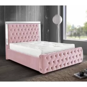 Image of Envisage Trade - Elegance Mirrored Upholstered Beds - Plush Velvet, Single Size Frame, Pink - Pink