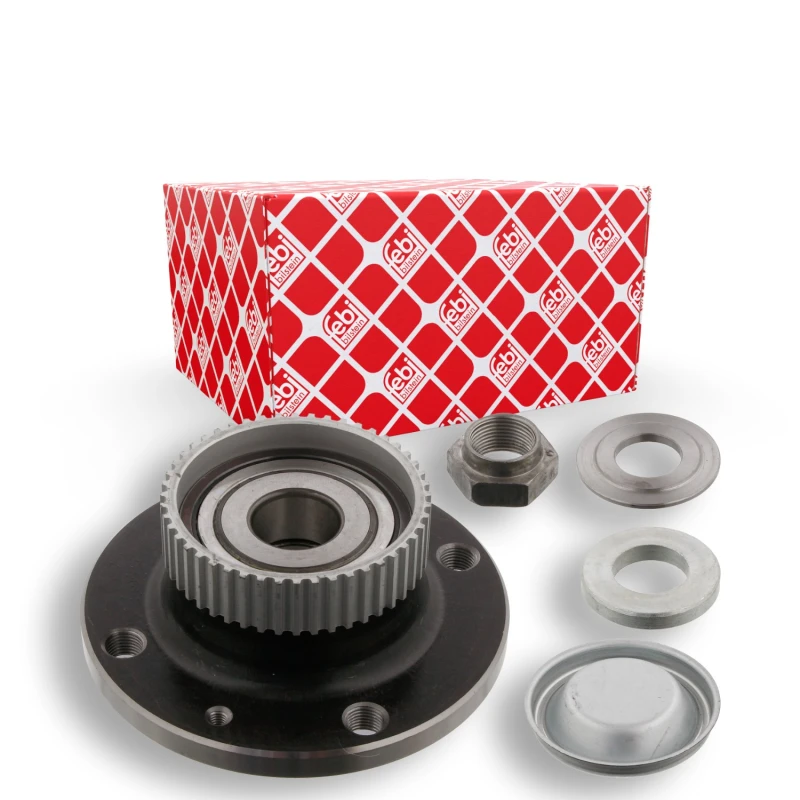 Image of FEBI BILSTEIN 34923 Wheel bearing kit with fastening/mounting material, Rear Axle Right, with ABS sensor ring Wheel Bearing Kit (654)