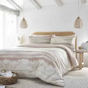 Image of Landscape Watercolour Print Reversible 100% Cotton Duvet Cover Set, Terracotta, Double - Appletree Loft