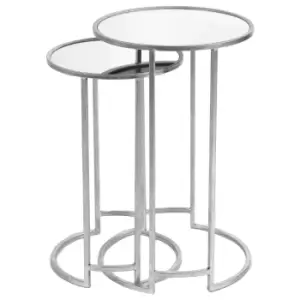Image of Silves Set of 2 Metal Mirrored Round Side Table Silver