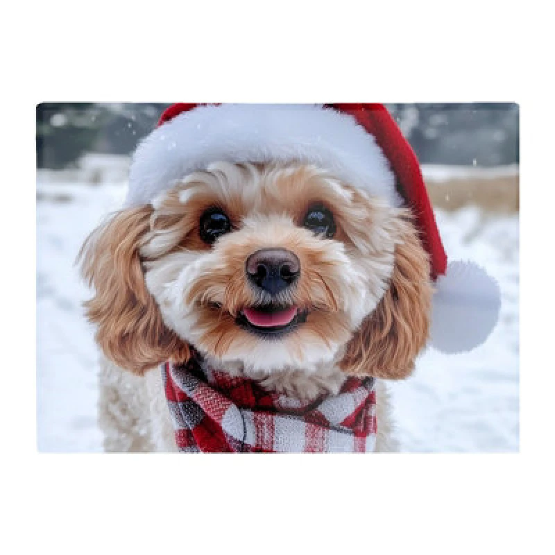 Image of Warren Reed Designer Christmas Cavapoo Glass Chopping Board