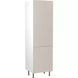 Image of Kitchen Kit Flatpack Slab Kitchen Cabinet Tall Fridge & Freezer 70/30 Unit Super Gloss 600mm in Light Grey MFC