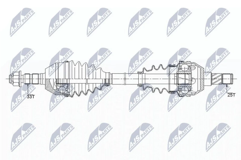 Image of NTY NPW-PL-091 Drive shaft Front Axle Left, without bearing Drive Shaft (13)
