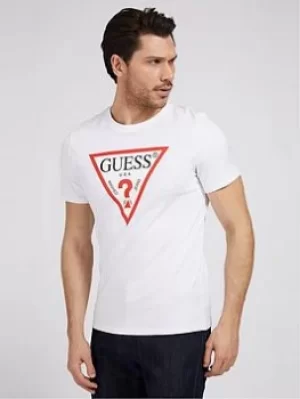 Image of Guess Jeans Original Logo T Shirt, White Size M Men
