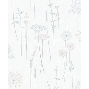 image of Superfresco Easy Meadow Duck Egg Decorative Wallpaper - 10m