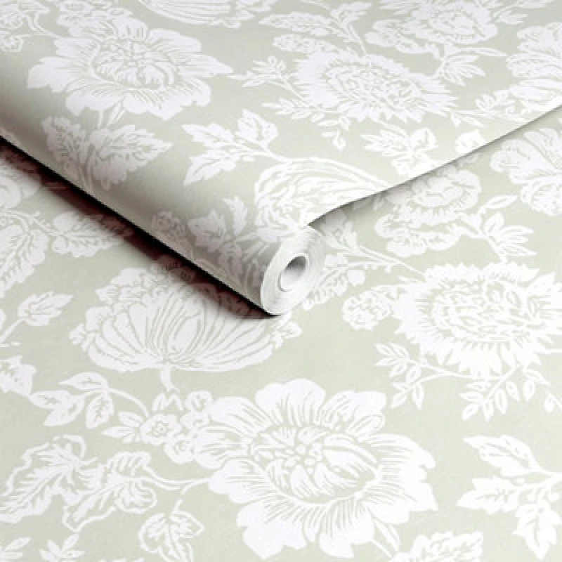 Image of Shabby Chic by Rachel Ashwell Stipple Sage Floral Wallpaper Wallpaper One Size Green 71589215000