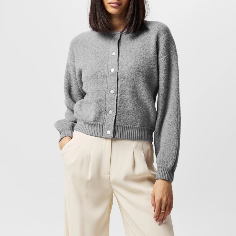 Image of French Connection Womens Melissa Knitted Cardigan Dove Grey female 8 (XS)
