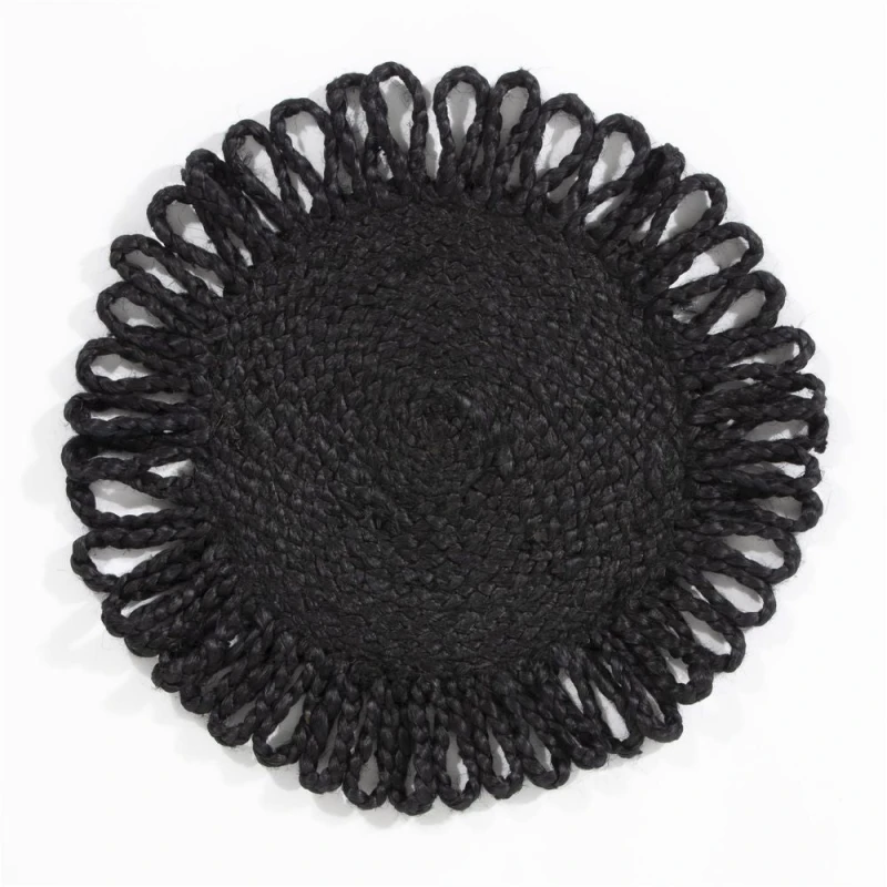 Image of Esselle Home Premium Quality Thames Jute Star Placemats - Set of 2 - Black - 36x36cm