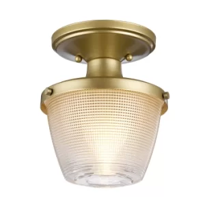 Image of Dublin 1 Light Semi-Flush Mount, Painted Natural Brass, IP44, E27