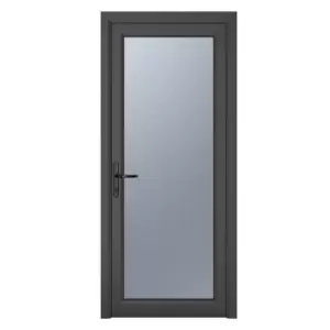 Image of Crystal uPVC Obscure Single Door Full Glass Right Hand Open 840mm x 2090mm Obscure Glazing - Grey