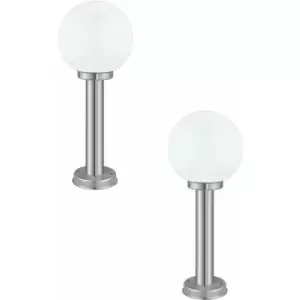 image of Loops - 2 pack IP44 Outdoor Bollard Light Stainless Steel Orb 60W E27 500mm Lamp Post