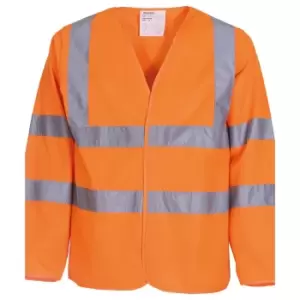 Image of Yoko Mens Hi-Vis Long Sleeve Waistcoat / Jacket (2XL) (Hi Vis Orange)