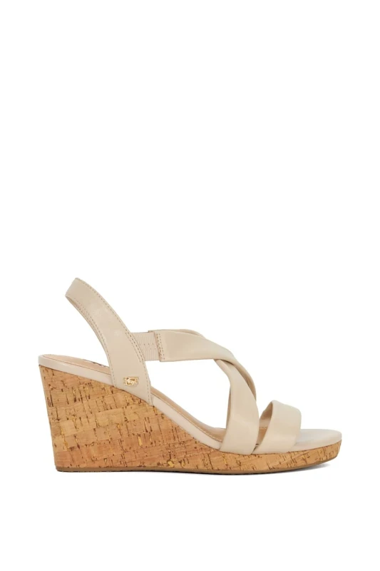Image of Dune London 'Kamies' Leather Wedges Ecru