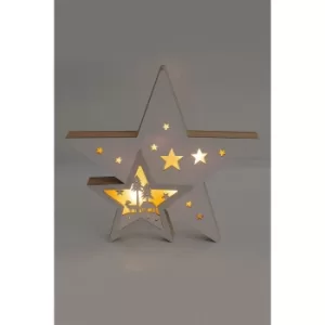 Image of LED Wooden Christmas Star Decoration