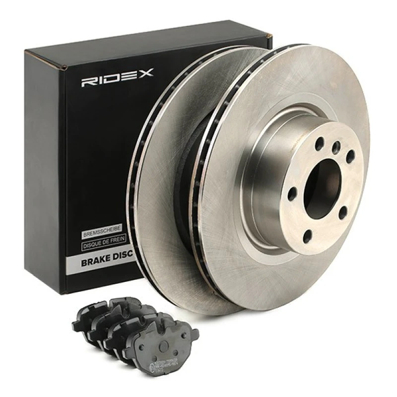 Image of RIDEX 3405B0948 Brake disc and pads set Rear Axle, Brake Disc Type: internally vented, prepared for wear warning indicator Brake Set,disc brakes (340