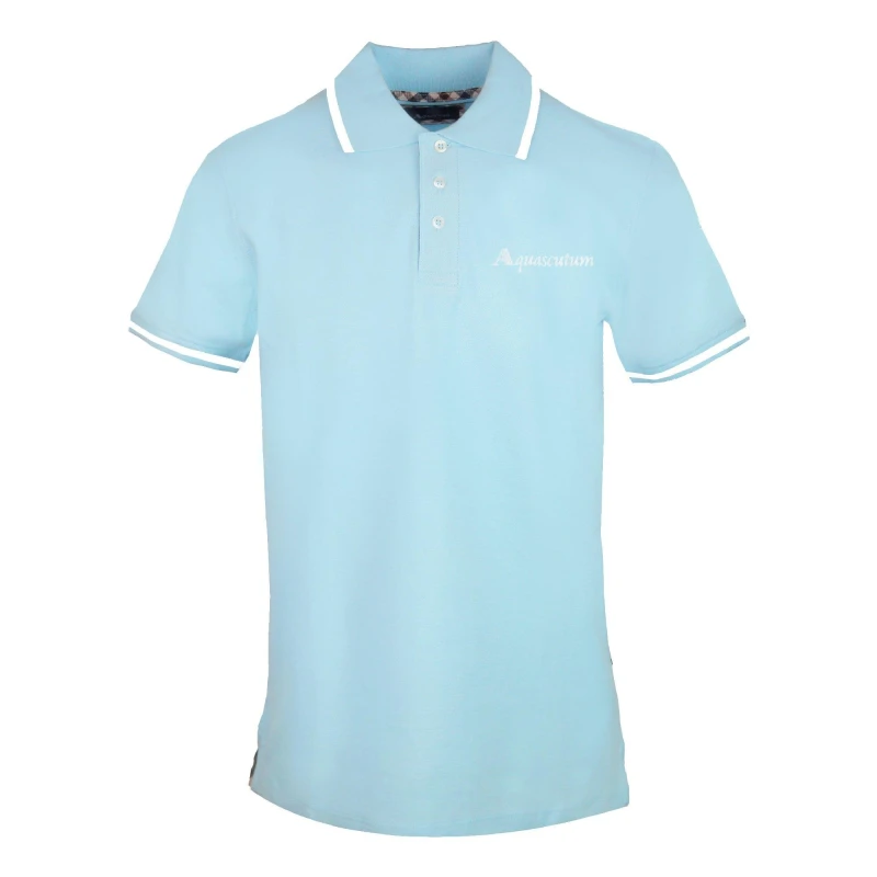 Image of Aquascutum Mens Polo Short Sleeve Polo Shirt Sky Blue male Small
