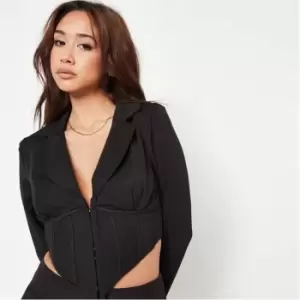 image of Missguided Corset Detail Crop Blazer - Black