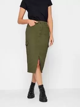 image of Long Tall Sally Long Tall Sally Khaki Utility Midi Skirt, Green, Size 10, Women