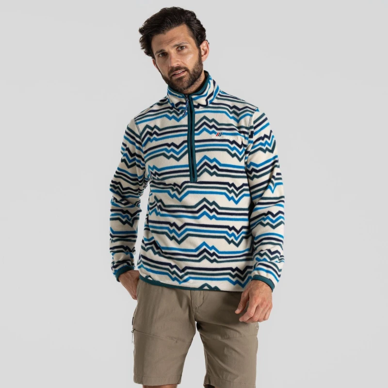 Image of Craghoppers Mens Tully Half Zip Fleece Jacket M - Chest 40' (102cm) Deep Ocean Green Print CUA020-F06-M