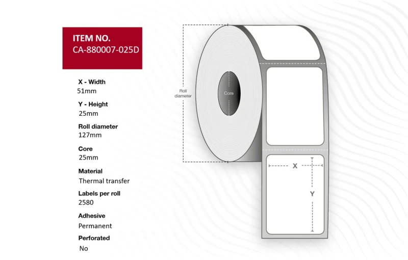 Image of Capture CA-880007-025D printer label