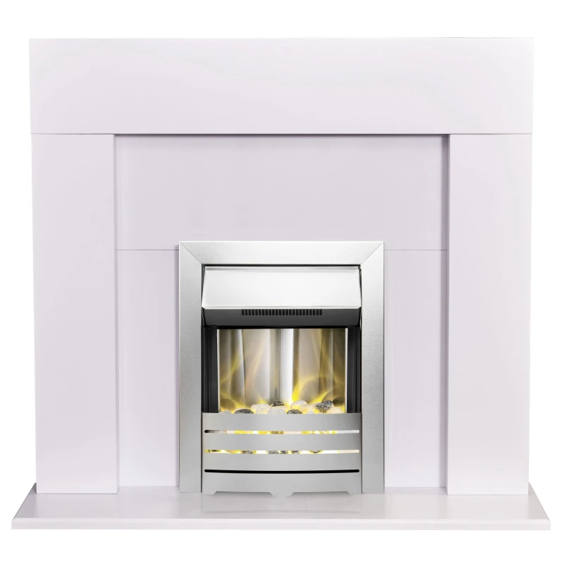 Image of Adam Adam Miami Electric Fire Suite with Helios Inset - White