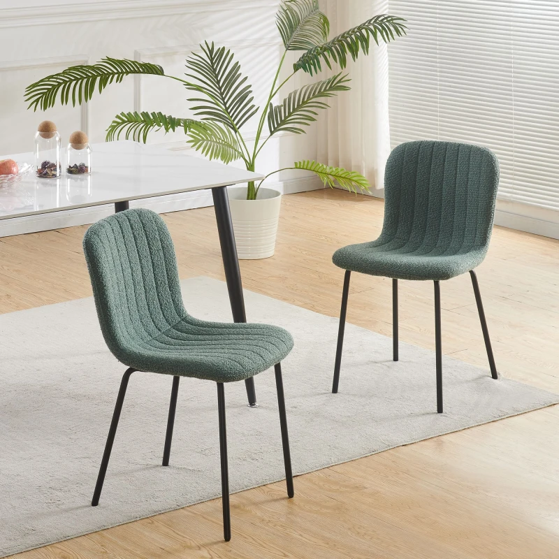 Image of MCC Direct Bella Luxe Set of 4 Teddy Faux Fur Dining Chairs in Green Green Unisex