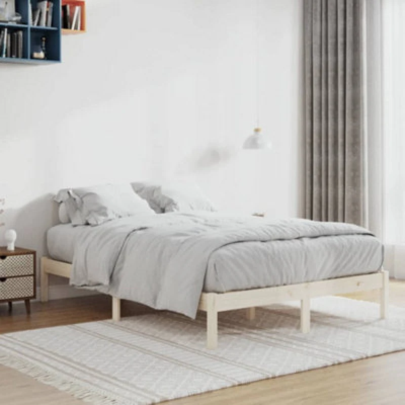 Image of Vidaxl Bed Frame Without Mattress 137X190 Cm Solid Wood Pine Full