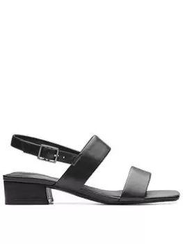 image of Clarks Seren25 Strap Heeled Sandals - Black Leather, Black, Size 4, Women