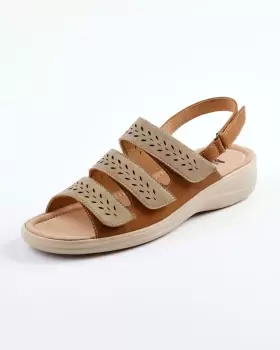 Image of Cotton Traders Womens Soft Step Adjustable Sandals in Tan