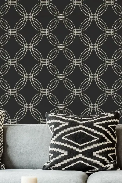 image of Superfresco Easy Serpentine Geometric Metallic Wallpaper Black