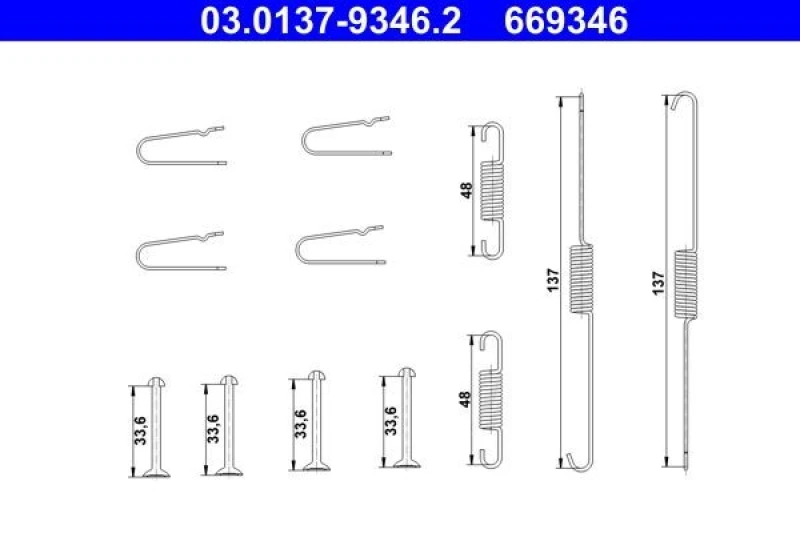 Image of Brake shoe fitting kit ATE 03.0137-9346.2