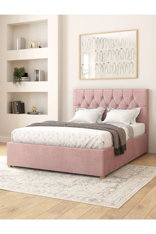 Image of Aspire Aspire Olivier Electric Adjustable Bed Upholstered in Plush Velvet Fabric with Pocket Sprung Mattress UK Made in Light Pink Size: Single Ligh