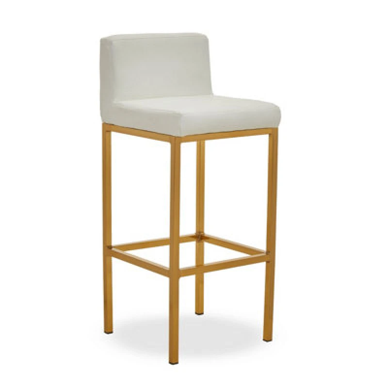 Image of Premier Housewares Interiors by Premier Baina Pu Finish Bar Chair with back White