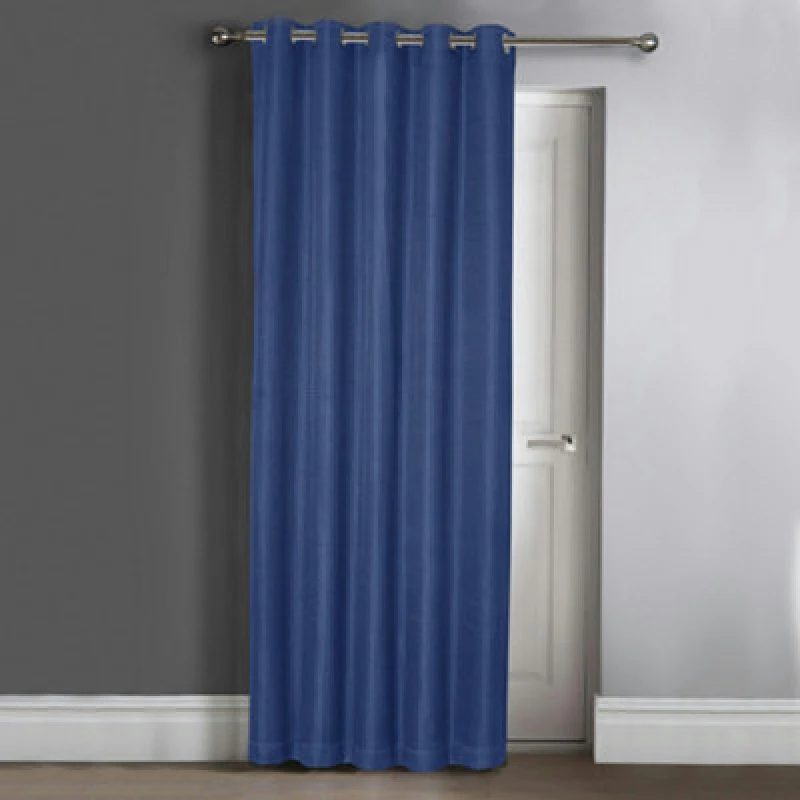 Image of Velosso Waffle Jacquard Total Blackout Door Curtain - Navy