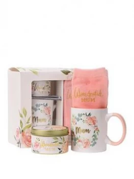 Image of Mothers Day Wonderful Mum Candle, Sock and Mug Gift Set, One Colour, Women
