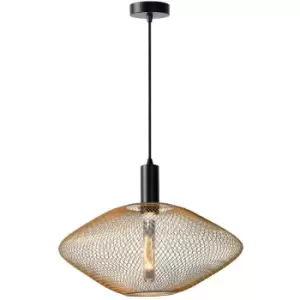 image of Lucide MESH - Pendant Light - Ø45cm - 1xE27 - Matt Gold, Brass