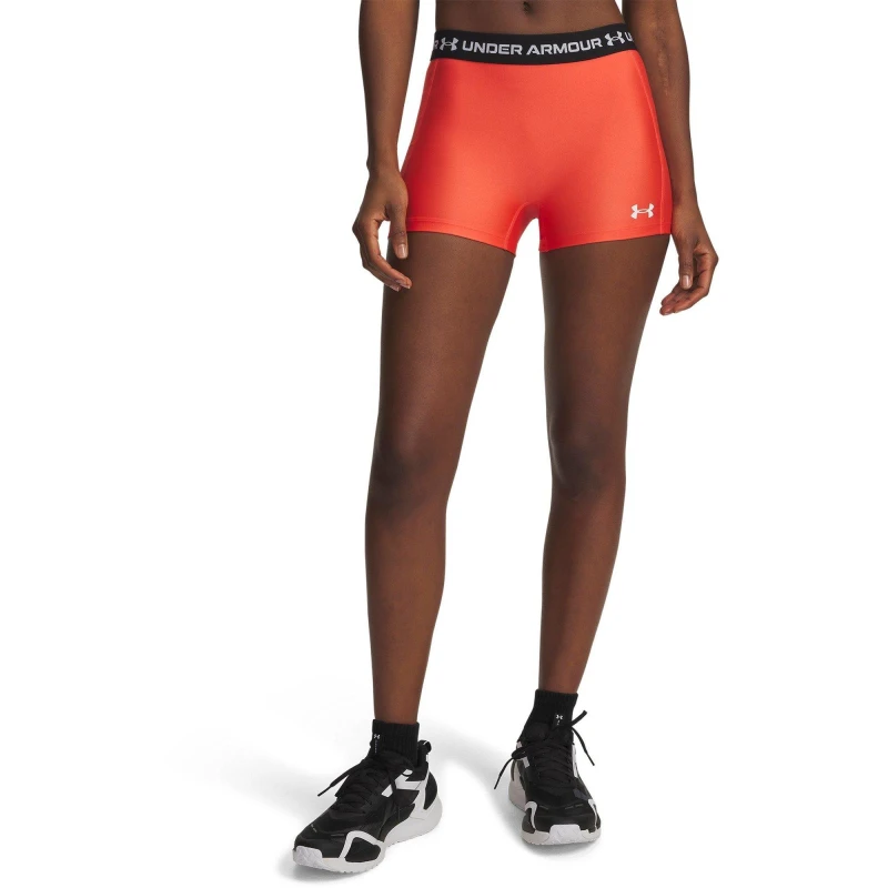 Image of Under Armour Womens Heatgear Performance Gym Shorts Venom Red/White female 10 (S)